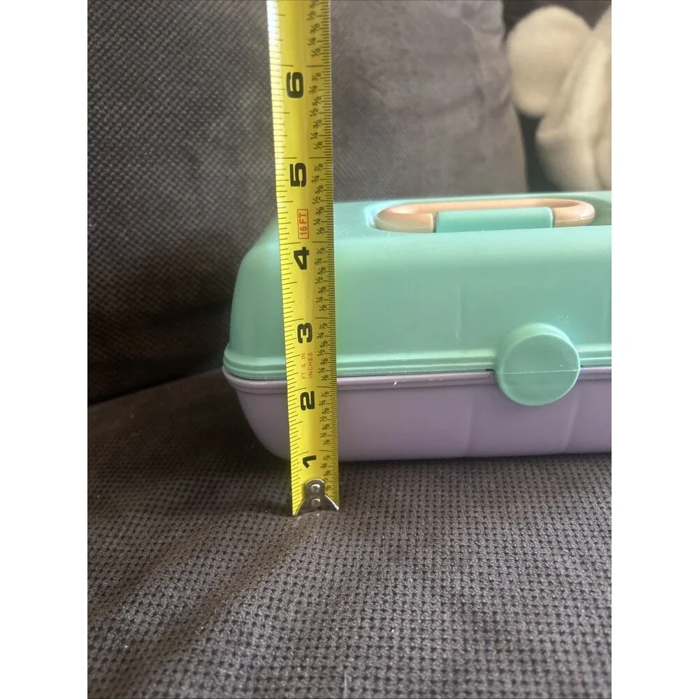 Vtg Caboodles Purple Teal Makeup Storage Case 9x5x4”